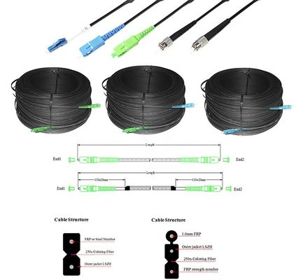 کابل Drop FTTH جامپر فضای باز، پچ سیم فیبر نوری G657A