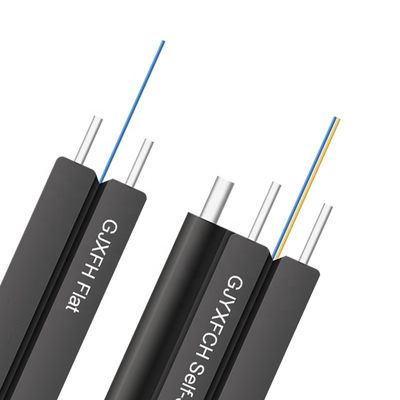 1 2 4 هسته فیبر نوری داخلی/خارجی تخت FTTH دراپ کابل