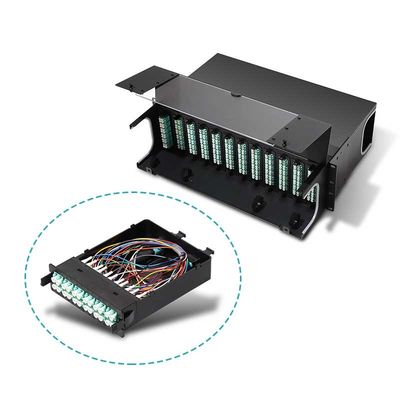 پچ پنل فیبر نوری با چگالی بالا 19 اینچ 1U MPO MTP-LC 24F 10G 40G