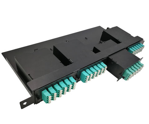 پچ پنل 144 هسته ای 19 اینچی MTP فیبر MPO با 4 عدد کاست OM3 MTP-LC