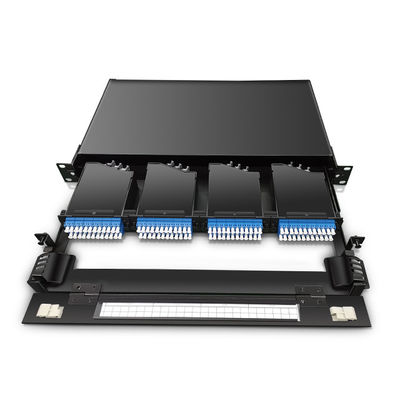 پچ پنل 144 هسته ای 19 اینچی MTP فیبر MPO با 4 عدد کاست OM3 MTP-LC