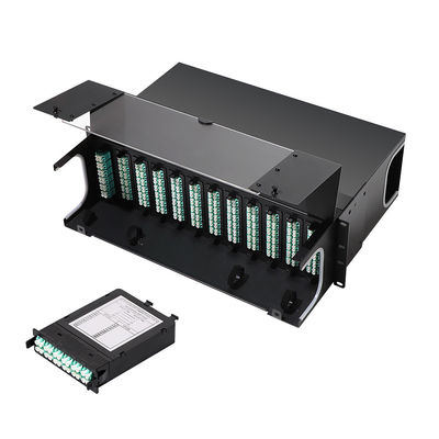 پچ پنل فیبر نوری MPO HD 1U 2U 4U با 72 پورت 64 پورت 48 پورت