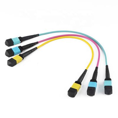 پچ سیم کابل فیبر 12 هسته ای 24 هسته ای، کابل پچ Mtp Mpo Om3 Om4 برای Qsfp
