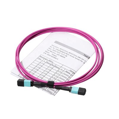 پچ سیم کابل فیبر 12 هسته ای 24 هسته ای، کابل پچ Mtp Mpo Om3 Om4 برای Qsfp