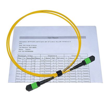 پچ سیم کابل فیبر 12 هسته ای 24 هسته ای، کابل پچ Mtp Mpo Om3 Om4 برای Qsfp