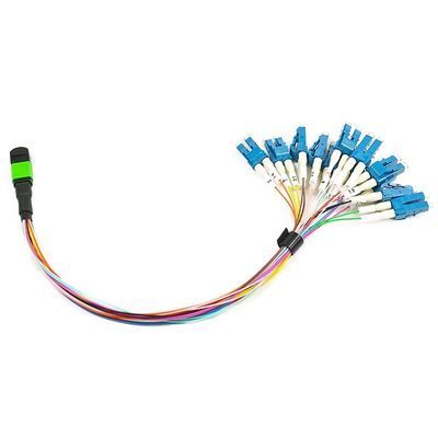 مونتاژ کابل فیبر سفارشی Fanout 12 هسته ای MPO نر LC فیبر 0.9 میلی متری