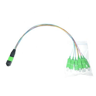 مونتاژ کابل فیبر سفارشی Fanout 12 هسته ای MPO نر LC فیبر 0.9 میلی متری
