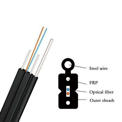 کابل فیبر نوری FTTH 12 هسته ای GJYXCH با سیم فولادی رنگ مشکی